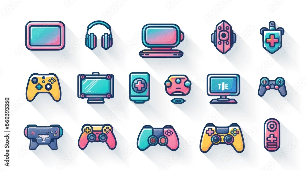 2D icons representing different types of gaming devices including a ...