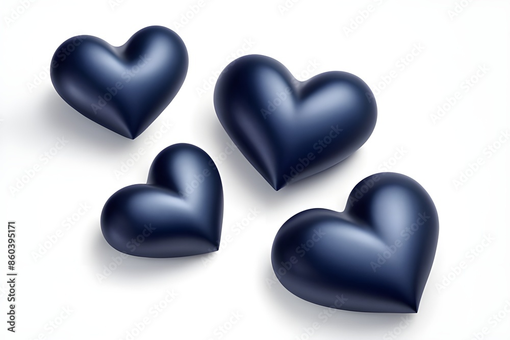 3D navy hearts