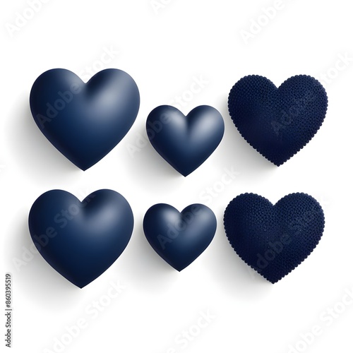 3D navy hearts