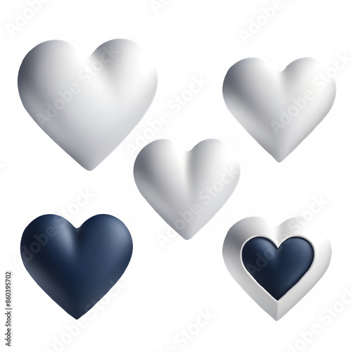 3D navy hearts