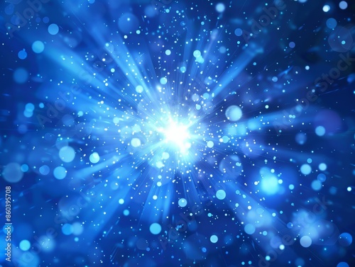 Blue Light Burst BackgroundStarburst Effect on Elegant Gradient - Stock Photo