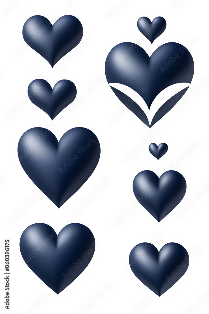 3D navy hearts 3D navy hearts