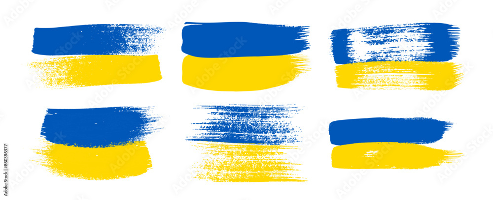 Obraz premium Set of Ukrainian national flags