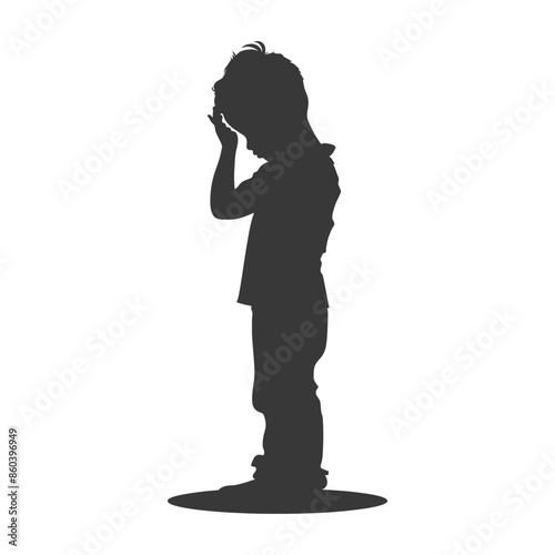 Silhouette of a Upset Child: Sadness, Frustration, Little Boy.