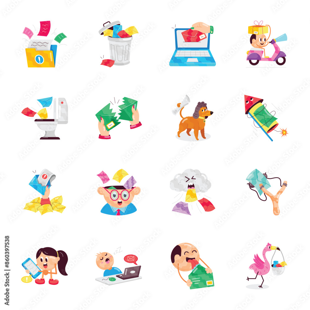 Obraz premium Collection of Mail Delivery Flat Stickers