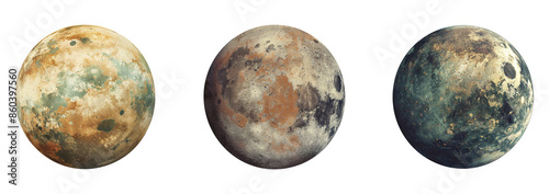Set of planet on transparent background.