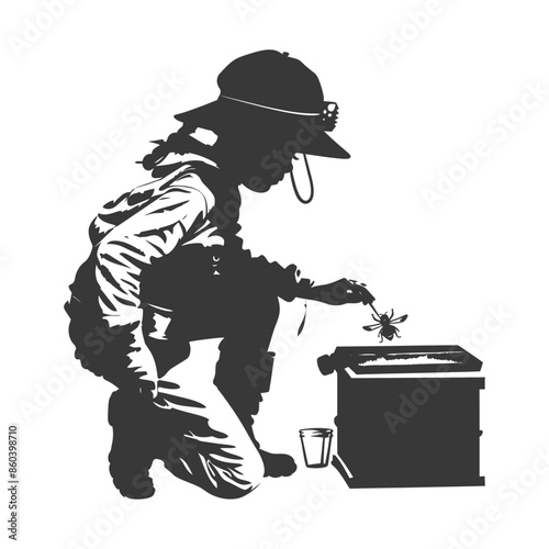 Silhouette of a Child Explorer with Specimen Box and Insect.