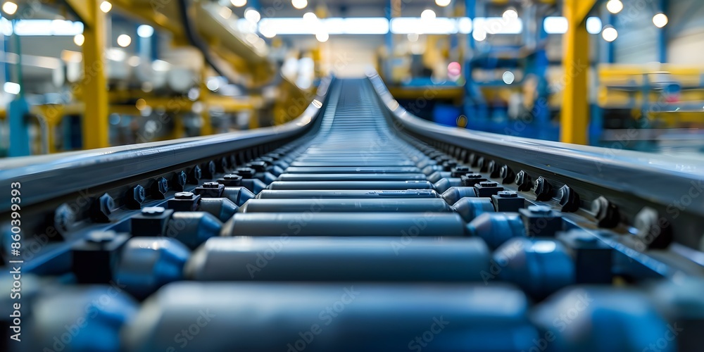 Obraz premium Efficient Delivery of Parts and Tools by Conveyor Belts Streamlines Maintenance Process. Concept Maintenance Efficiency, Conveyor Belts, Tool Delivery, Parts Distribution, Streamlined Process