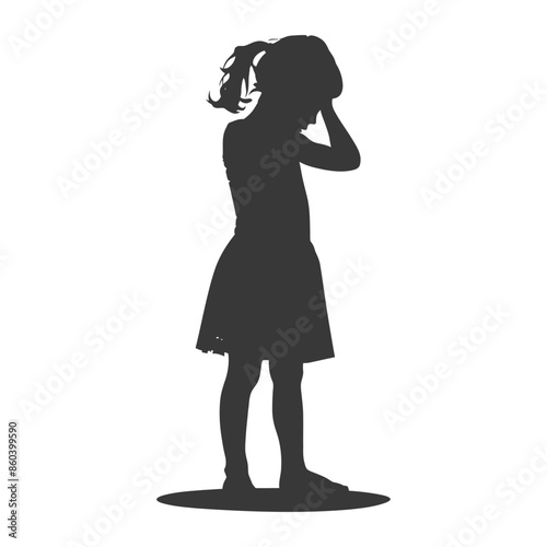 Silhouette of a Girl in Distress, Covering Face.
