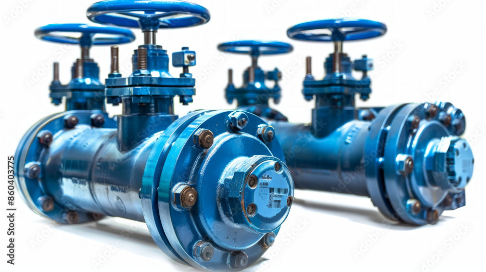 Control Valves: Valves for regulating fluid flow in power plant systems isolated on white background Control Valves: Valves for regulating fluid flow in power plant systems isolated on white background