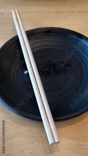 Plates and chopsticks on the table