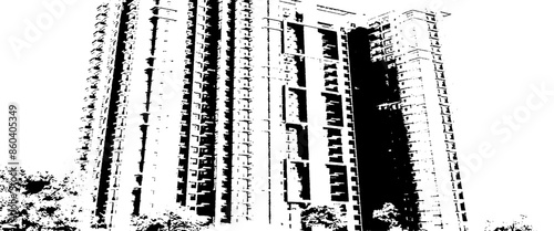 Vector white and black building viewed from empire state building.