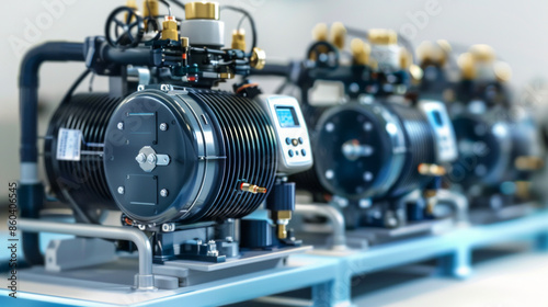 Air Compressors: Compressors for supplying compressed air to plant systems isolated on white background