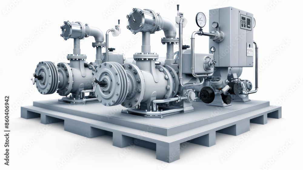 Fototapeta premium Vacuum Pumps: Pumps for creating vacuum conditions in certain plant processes isolated on white background