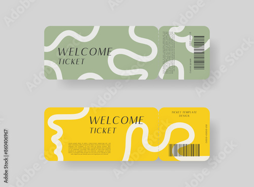 Event ticket template set. Vector template illustration.