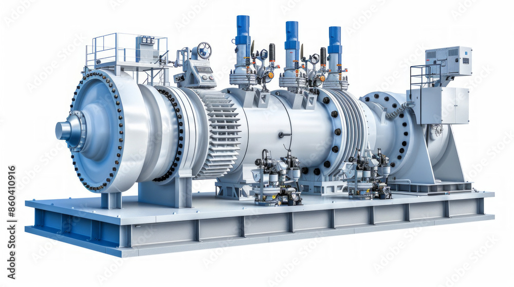 Turbine Governing Systems: Systems for controlling turbine speed and output isolated on white background Turbine Governing Systems: Systems for controlling turbine speed and output isolated on white background