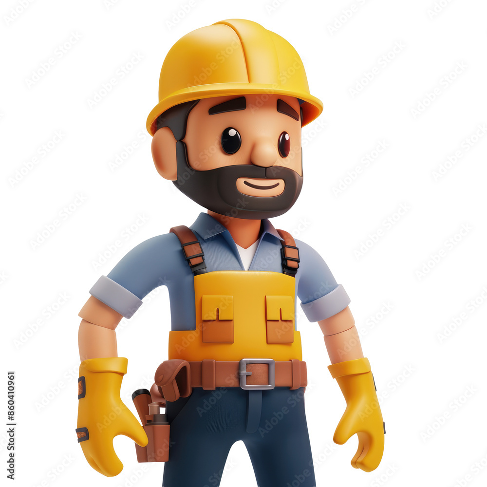 Male builder in a hard hat memoji, emoji icon 3d render isolated on white, transparent background png Male builder in a hard hat memoji, emoji icon 3d render isolated on white, transparent background png