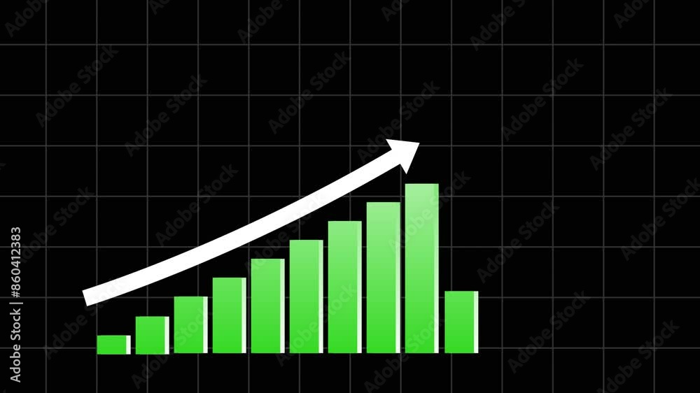 business graph showing growth with transparent background animation 