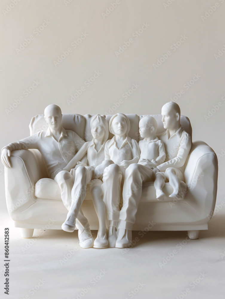 Modern Digital Sculpture of a Family Couch for Gatherings and Relaxation Modern Digital Sculpture of a Family Couch for Gatherings and Relaxation