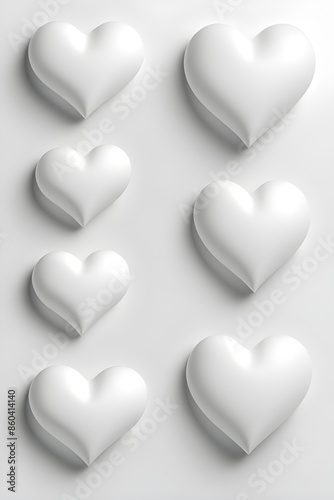 3D white hearts