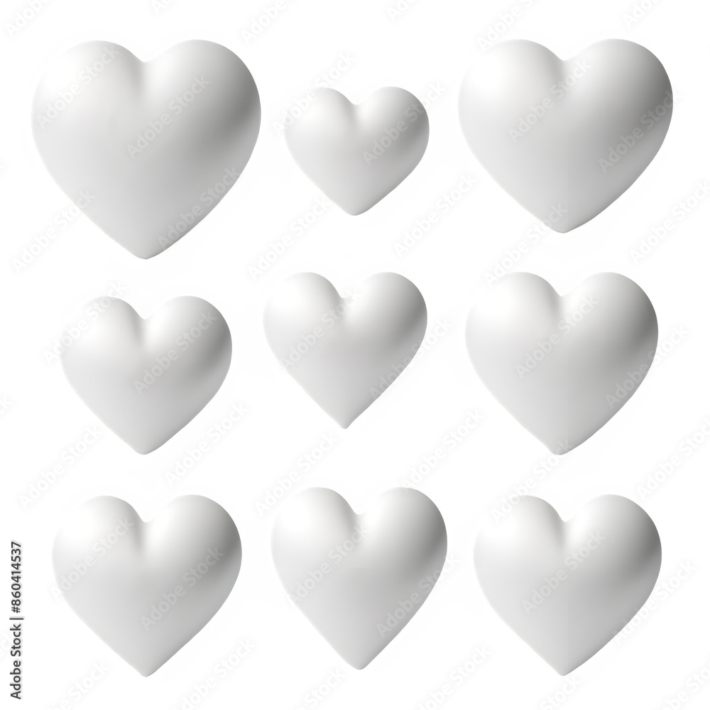 3D white hearts