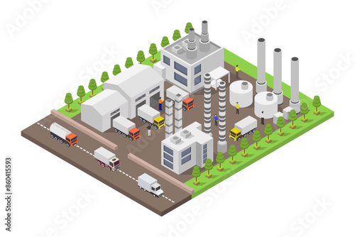 Isometric factory building
