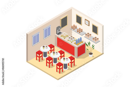 Cafe shop isometric