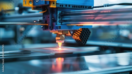 Industrial 3D printer creating metal part