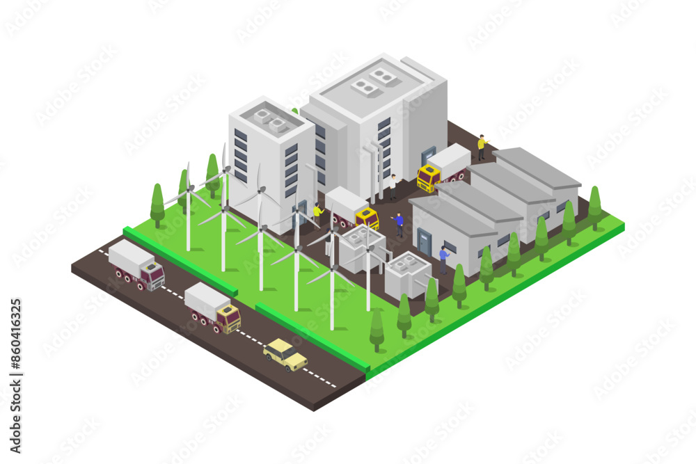 Wind Farm Power Station isometric Wind Farm Power Station isometric