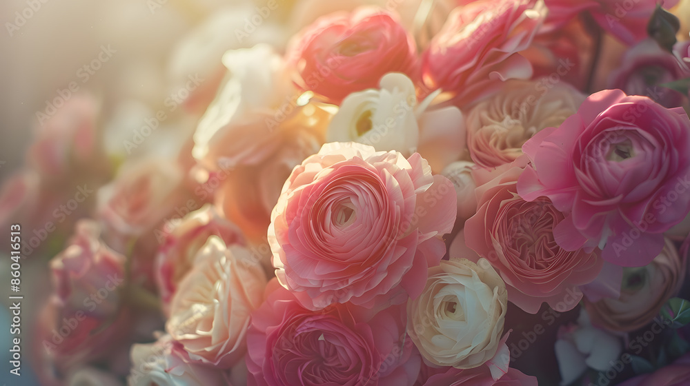 wedding bouquet with rose bush Ranunculus asiaticus as a background : Generative AI wedding bouquet with rose bush Ranunculus asiaticus as a background : Generative AI