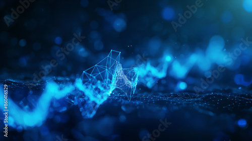 Abstract digital wave with glowing blue and purple lines, representing data flow and connection.