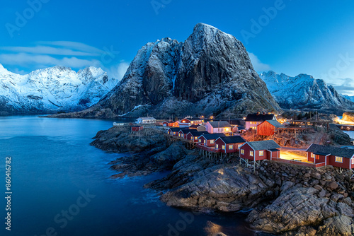 Norway, Lofoten, Hamoy alla luce del mattino