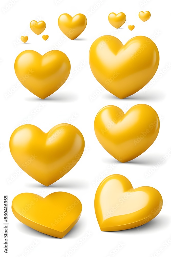3D yellow hearts 3D yellow hearts
