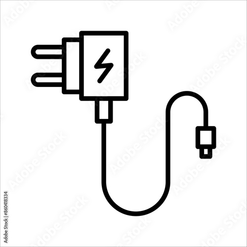 Mobile phone charger icon. Outline mobile phone charger vector icon for web design isolated on white background. eps 10
