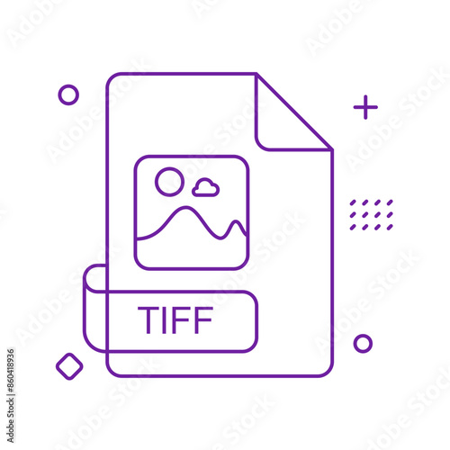 tiff file type icon in outline detailed style