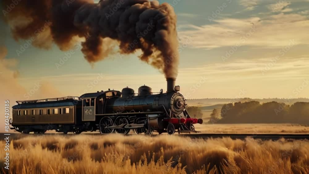 steam train that passes in the afternoon. seamless looping 4k video ...