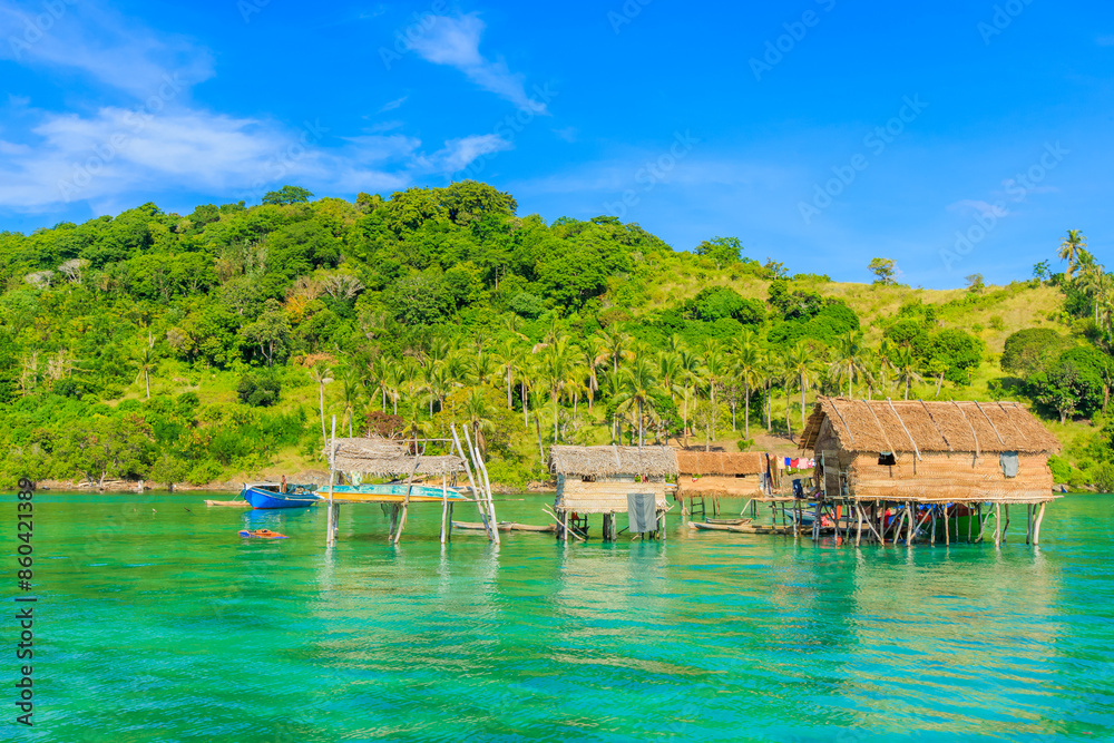 Beautiful landscapes view borneo sea gypsy water village in Mabul Bodgaya Island, Malaysia. Beautiful landscapes view borneo sea gypsy water village in Mabul Bodgaya Island, Malaysia.