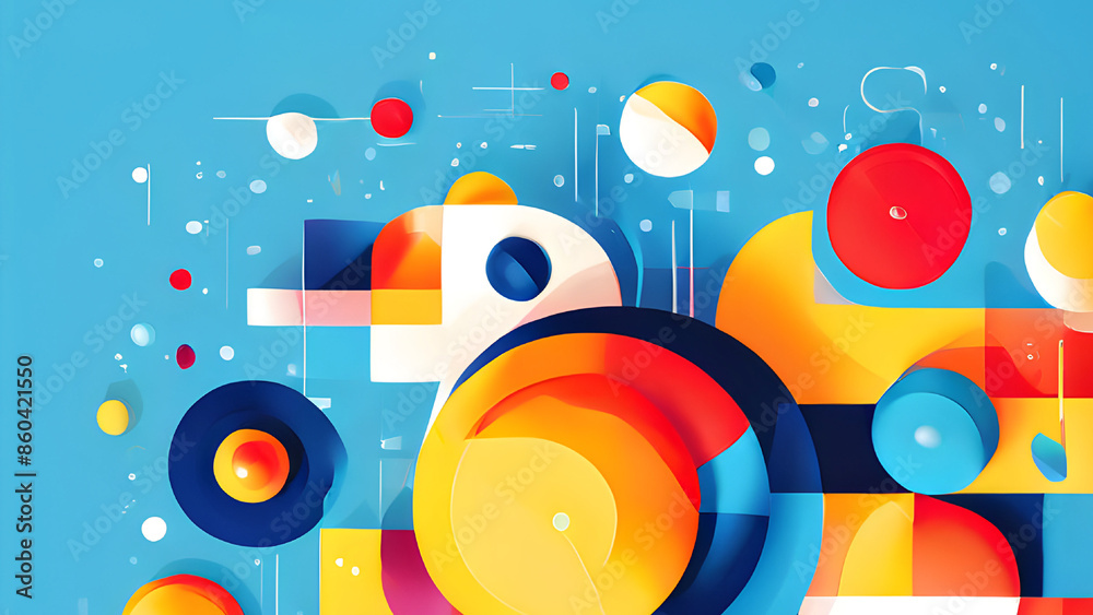 Fototapeta premium Modernist collages combining various visual elements in a pop-up style. Whimsical Colorful Ballet Abstract Geometry Epic Chromatic Symphony Abstract Design Extravaganza. abstract design with splashes