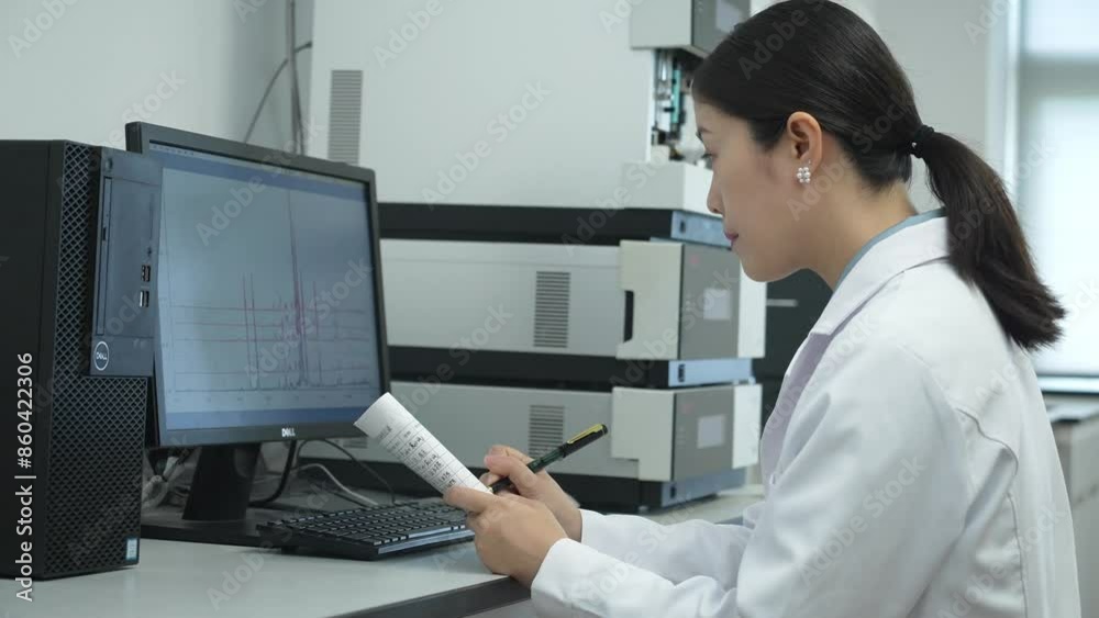 doctor working on computer in lab doctor working on computer in lab