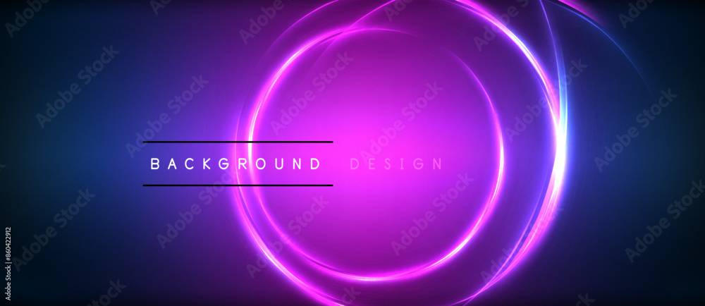 Neon glowing circle rays, light round lines in the dark, planet style neon wave lines. Energetic electric concept design for wallpaper, banner, background Neon glowing circle rays, light round lines in the dark, planet style neon wave lines. Energetic electric concept design for wallpaper, banner, background
