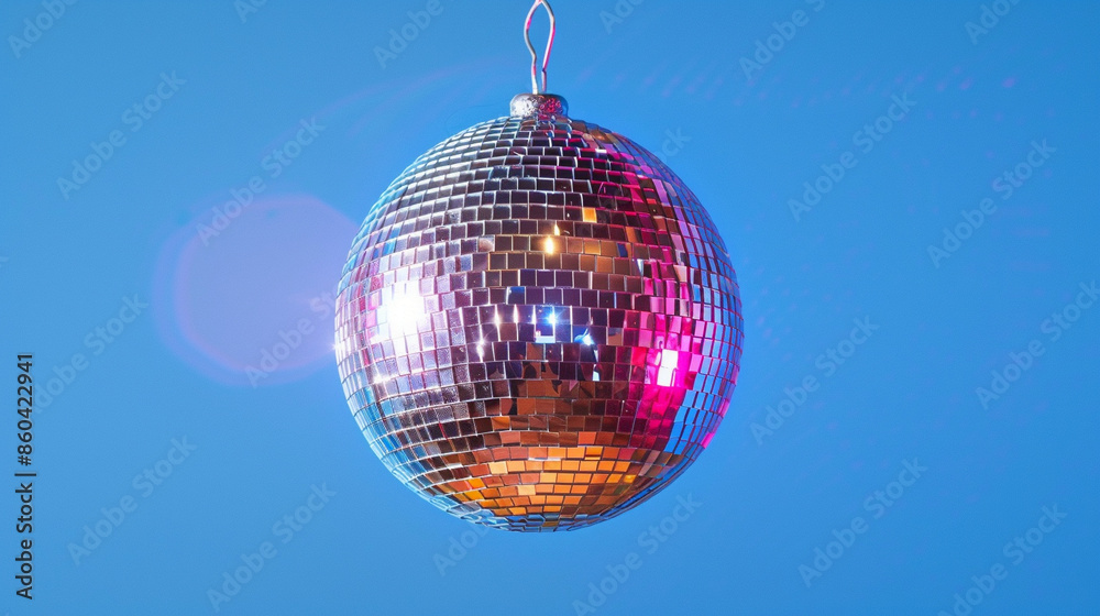 Fototapeta premium disco ball on blue background