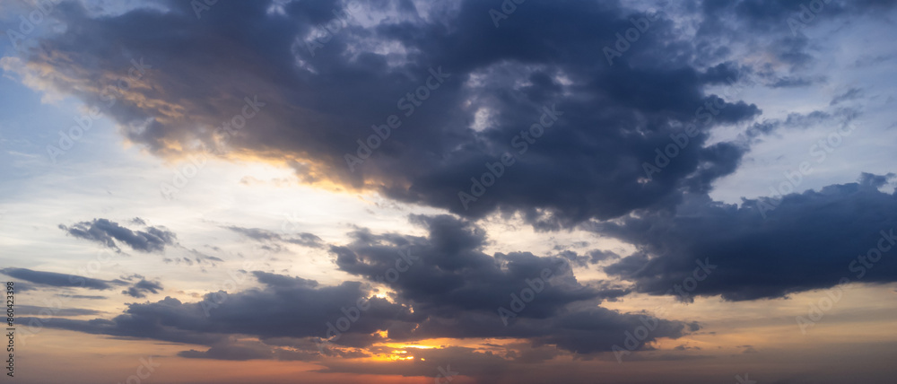 Rain clouds and black sky textured background. Danger storm cloud, Black cloud and thunder storm, Dark sky and motion clouds before rainy