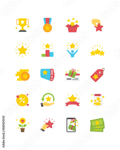 reward, bonus, benefit, prize icons, set