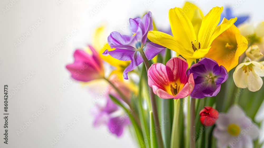 beautiful spring flowers on white background : Generative AI beautiful spring flowers on white background : Generative AI