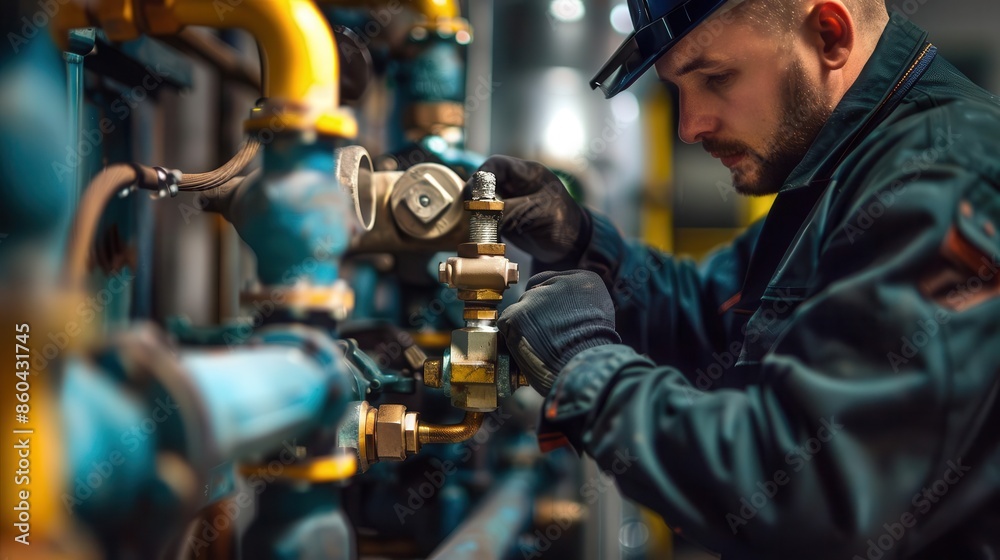 panoramic view of skilled plumber installing modern heating boiler system highquality photograph panoramic view of skilled plumber installing modern heating boiler system highquality photograph