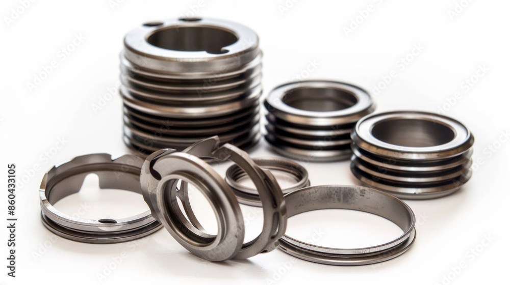 Piston Ring Compressors: Compresses piston rings for piston installation isolated on white background Piston Ring Compressors: Compresses piston rings for piston installation isolated on white background