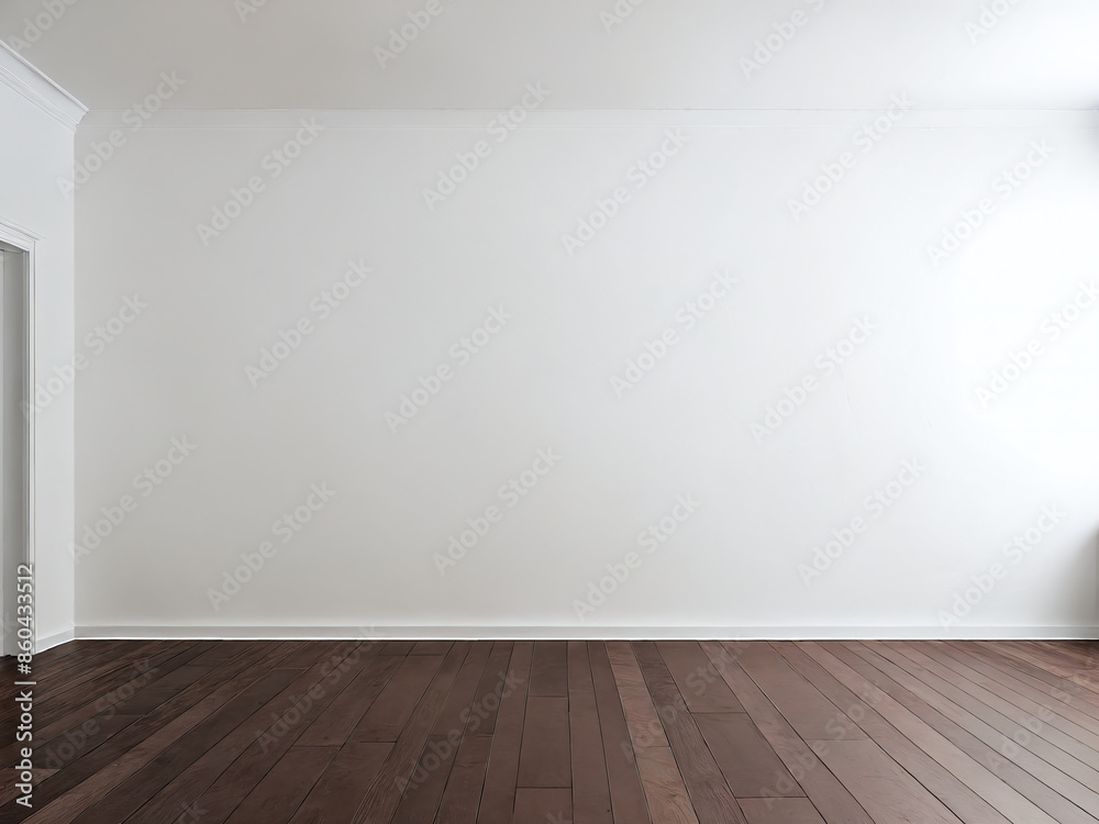 Empty white room with hardwood floors and a doorway Empty white room with hardwood floors and a doorway