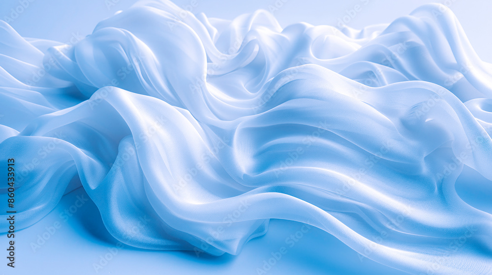 Abstract white blue color silk waves texture. Soft light fabric background. Abstract white blue color silk waves texture. Soft light fabric background.