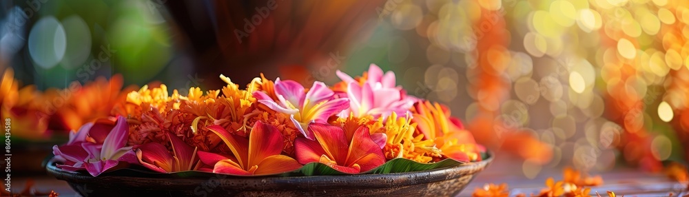 A vibrant display of colorful flowers in a decorative bowl, beautifully lit by warm sunlight in a tranquil outdoor setting. A vibrant display of colorful flowers in a decorative bowl, beautifully lit by warm sunlight in a tranquil outdoor setting.