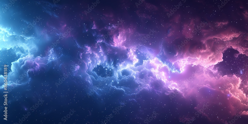 Naklejka premium Abstract cosmic scene with purple and blue light effects.